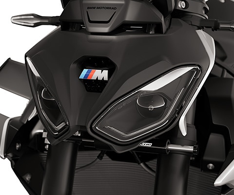 Dual-flow LED headlight of the M 1000 R from BMW Motorrad