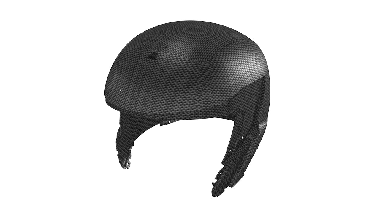 Helmet shell made of 100% carbon